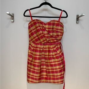 Alexia Admor Red and Yellow Plaid Mini Dress